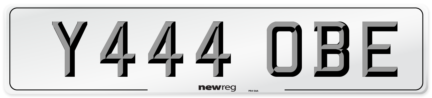 Y444 OBE Number Plate from New Reg
